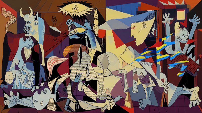 A Picasso-style abstract hero image depicting a robot seamlessly transforming a blog post into an email, with fragmented shapes and vibrant colors symbolizing c